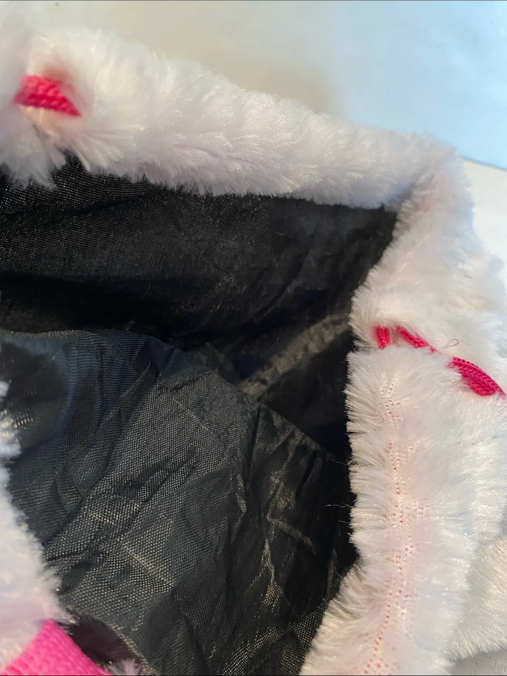 White Faux Fur Kitten Drawstring Backpack